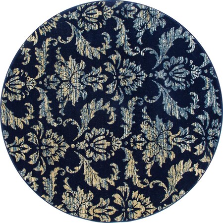 Art Carpet 8 Ft. Bastille Collection Victorian Woven Round Area Rug, Navy 841864110140